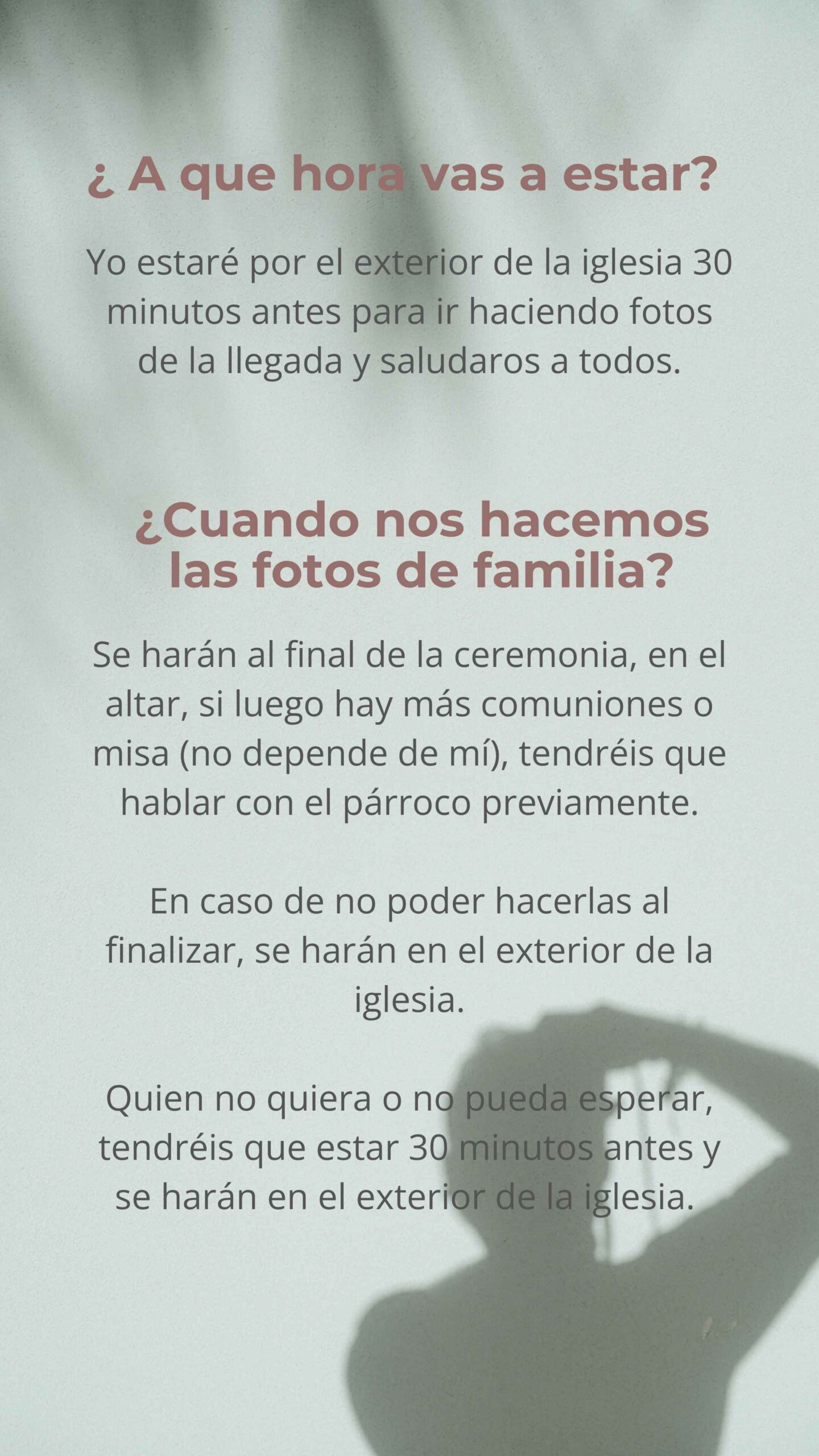 Guía para familias, fotografías en iglesia.